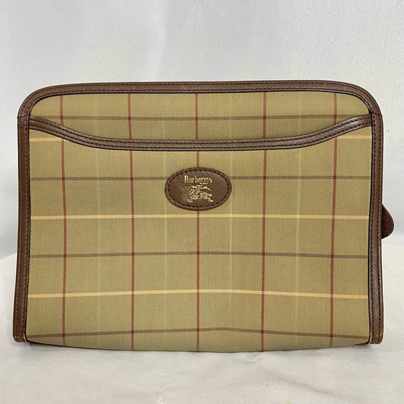 Burberrys | vintage unisex nova-check leather travel clutch bag - Picture 1 of 9